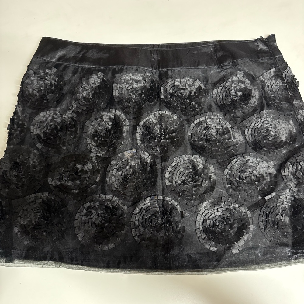 C. Luce Black Sequin Rosette Mini Skirt